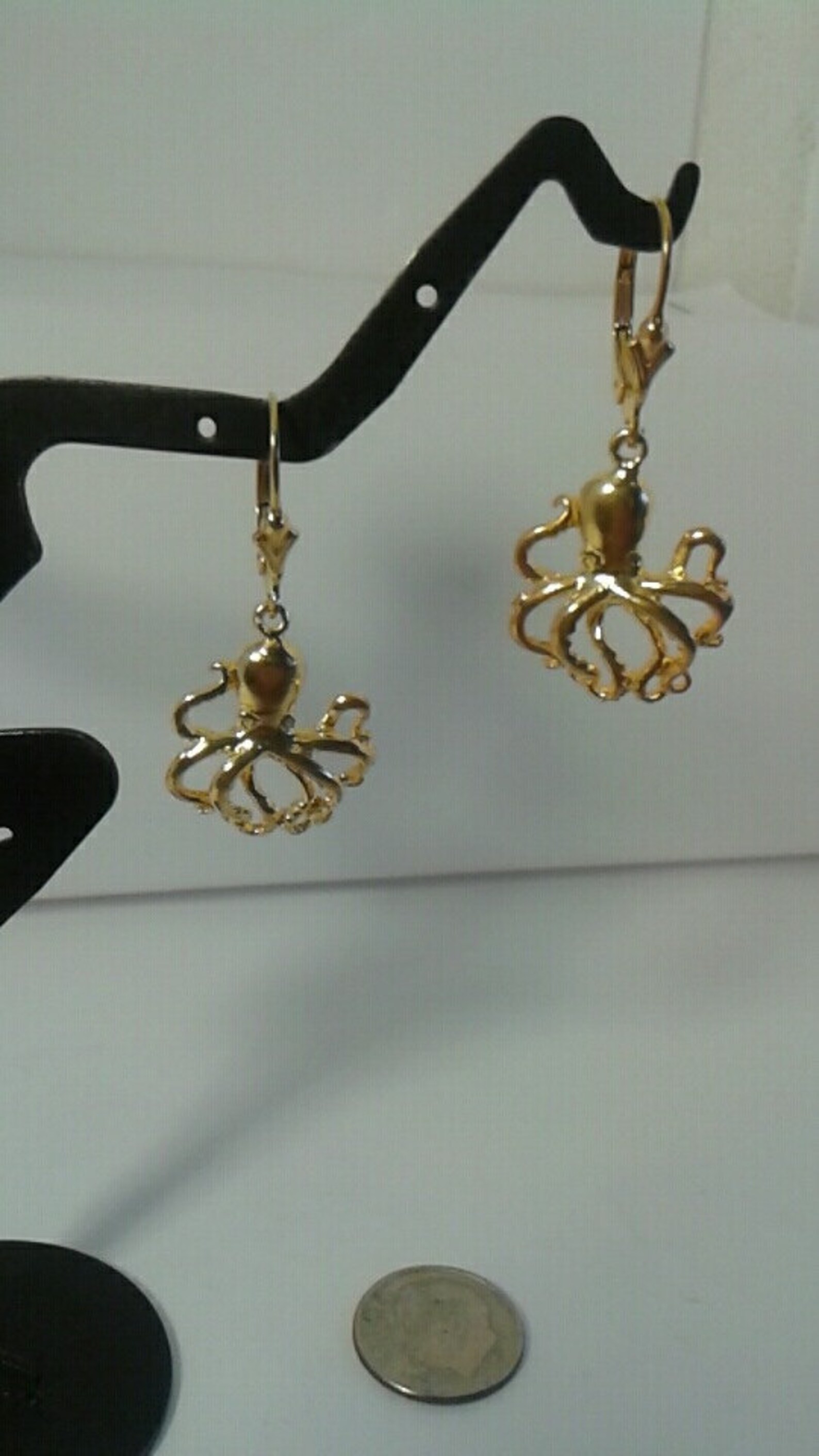 Octopus Earrings 14K Solid Gold Etsy