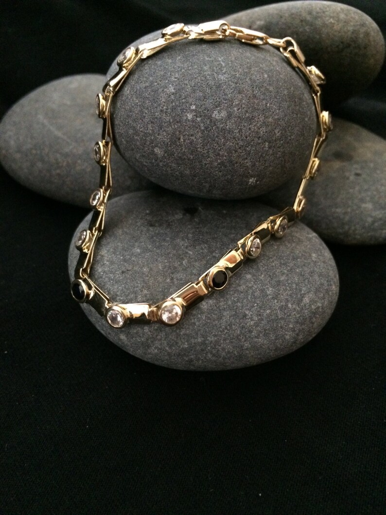Tennis 14K Solid Gold Bracelet | Etsy
