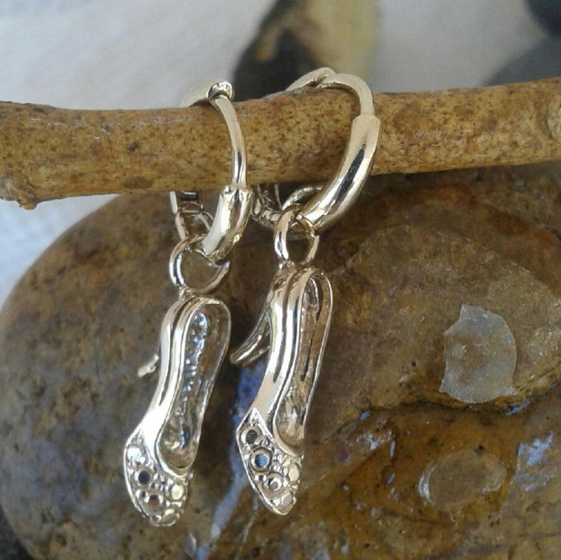 High Heel Shoe 14K Solid Gold Earrings Etsy