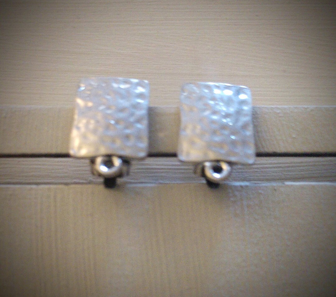 Rectangular Ear Clips 6 Antique Silver Rectangle Clip on Earring Components, 19x12mm (three ...