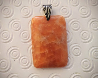 Orange Calcite Stone Pendant with Removable Pinch Bail