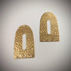 Hammered Brass Oblong Shaped Brass Earring Connectors/Charms, Metal charms, Gold charms, DIY
