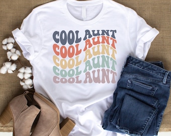 Retro Cool Aunt Shirt, pregnancy announcement, birthday gift for aunt, auntie gift