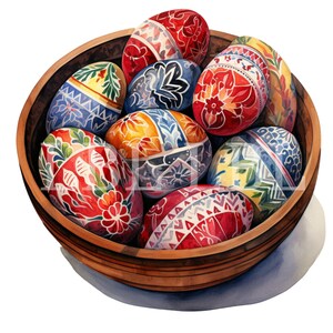 Watercolor Pysanka Ukrainian Easter Eggs Clip Art Transparency Digital ...