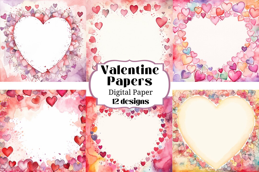 20 Vintage Pink Hearts Digital Paper Backgrounds Scrapbooking Junk