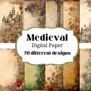 Medieval Digital Paper Backgrounds - 20 designs - Digital Download - PRINTABLE - INSTANT DOWNLOAD - Printable Art Papers 12x12&quot; 300 dpi