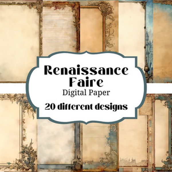 Renaissance Faire Medieval Paper Backgrounds - 20 designs - Digital Download - PRINTABLE INSTANT DOWNLOAD - Printable Art Papers 12x12"