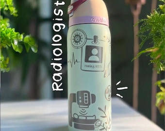Radiology Custom Engraved 32oz Owala Water Bottle - Hand Drawn Design and Name