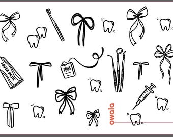 Dentist Bows Custom Engraved Owala Water Bottle - Hand Drawn Design