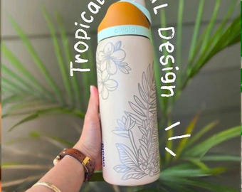 Hawai'i Owala Custom Engraved 32oz & 40oz Water Bottle - Hand Drawn Design and Name