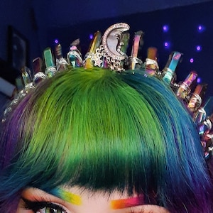 Rainbow Stones Moon Headband Crown