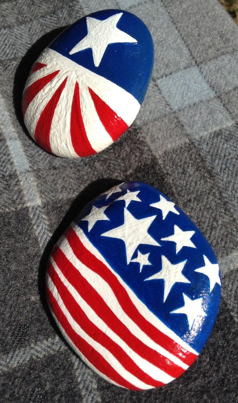 Celebrate the Nation Hand Painted Rock 4th of July Etsy