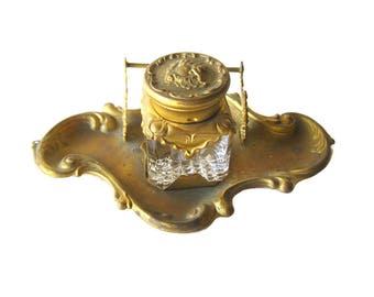 French metal Inkwell object for Office Antique Inkwell in regul Office decor ENC191790