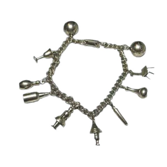 Silver Charm Bracelet 10 Delightful Whimsical Cha… - image 1