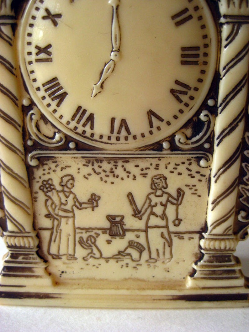Mantel Clock Salt and Pepper Shakers With Greek Scene Etsy