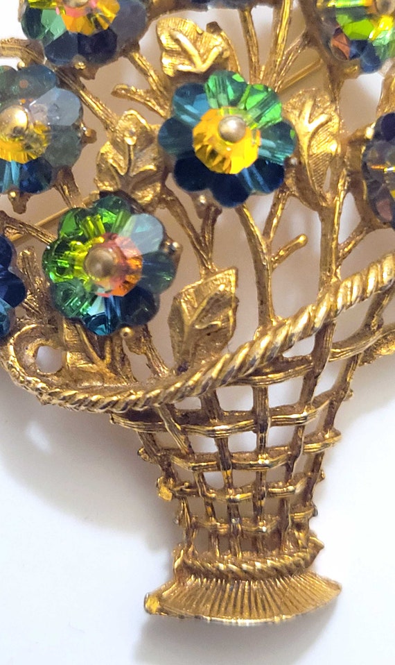 Margarita Stone Flower Basket Pin, Bright Colors,… - image 2