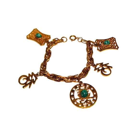Hattie Carnegie Asian Charm Bracelet - Jadeite Cha
