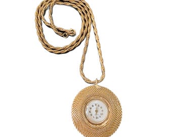 Anne Klein Vintage Watch/pendant.gold Tone Chain and Fives  display picture 1