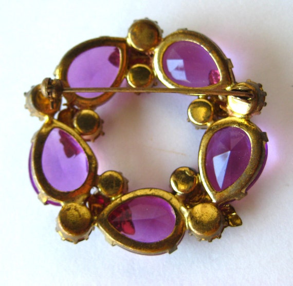Austrian Crystal Amethyst Circle Pin - Vintage Je… - image 3