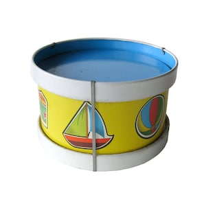 Ohio Art Toy Tin Drum - Vintage Toy Drum - Lithograph Toy - Musical Instrument - Percussion Instrument