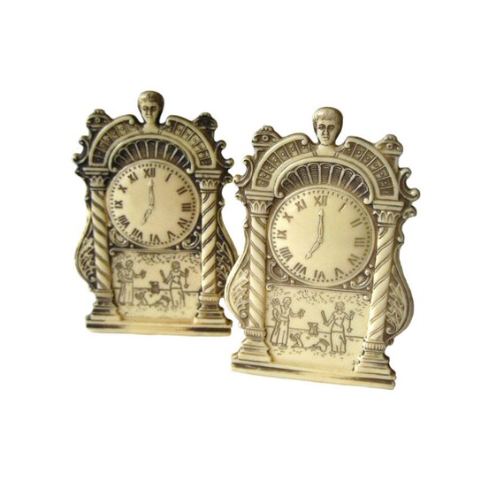 Mantel Clock Salt and Pepper Shakers With Greek Scene Etsy
