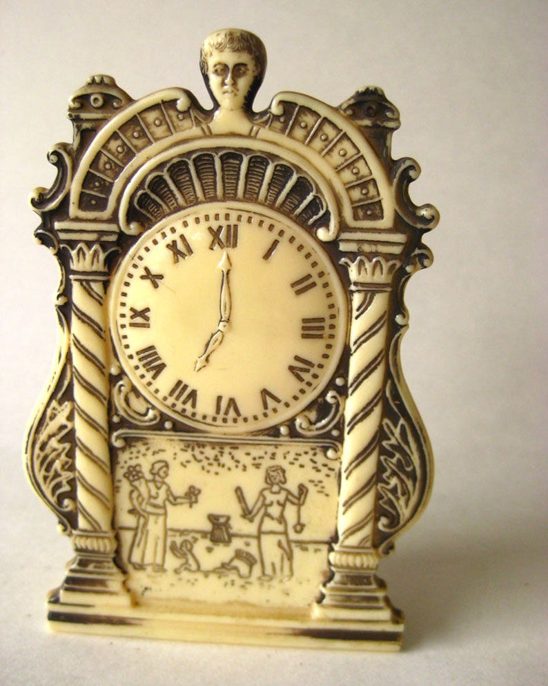 Mantel Clock Salt and Pepper Shakers With Greek Scene Etsy