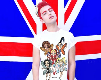 T-shirt Spice Girls, T-shirt SpiceWorld, Viva Forever, Geri Halliwell, Melanie C, Emma Bunton, Victoria Beckham, Ying Li Wong