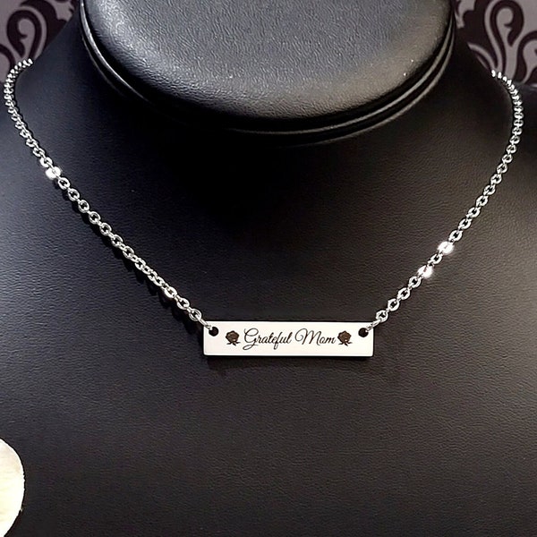 Grateful Mom Bar Necklace-Grateful Dead Jewelry,Deadheads,Shakedown Street,Festival Necklace,Lot Jewelry,Hippie Mom,Mother Day Gifts for Her