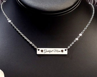 Grateful Mom Bar Necklace-Grateful Dead Jewelry,Deadheads,Shakedown Street,Festival Necklace,Lot Jewelry,Hippie Mom,Mother Day Gifts for Her