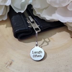Laugh Often Zipper Charm-Zipper Tag-Zipper Pull-Zipper Jewelry-Boho Gift-Friend Gift-Gifts for Her