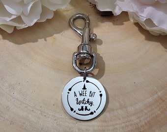 A Wee Bit Witchy Keychain-Boho Keychain,Witchy Keychain,Witchy Vibes Halloween Pagan Wicca Keychain,Coven Gift,Boho Witch Keychain,Witch hat