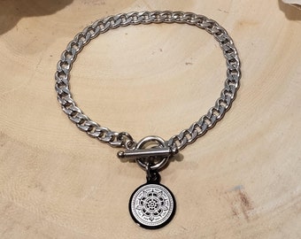 SM Gothic Rose Stainless Steel Toggle Bracelet-Gothic Jewelry,Rose Charm Bracelet,Rose Jewelry,Wtchy Jewelry,Flower Bracelet,Plant Lover