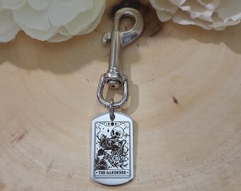 The Cat Lover Tarot Card Stainless Steel Keychain,Witchy Keychain,Occult Gift,Pagan Keychain,Tarot Keychain,Personalized Gift,WitchKeychain