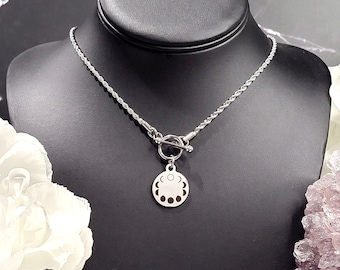 Moon Phases Stainless Steel Toggle Necklace-Moon Necklace,Moon Phases Jewelry,Boho Jewelry,Witchy Jewelry,Witchy Neckalce,Spiritual Necklace