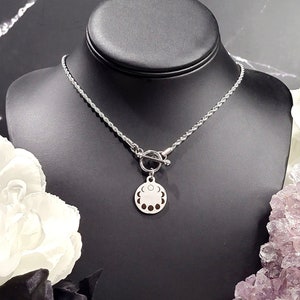 Moon Phases Stainless Steel Toggle Necklace-Moon Necklace,Moon Phases Jewelry,Boho Jewelry,Witchy Jewelry,Witchy Neckalce,Spiritual Necklace