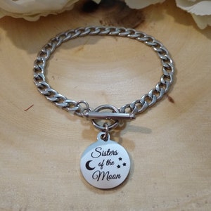 Sisters of the Moon Stainless Steel Toggle Bracelet-Charm Bracelet-Witchy Bracelet-Witchy Jewelry-Witchy Gift-Sister Gift-Witchy Sisters