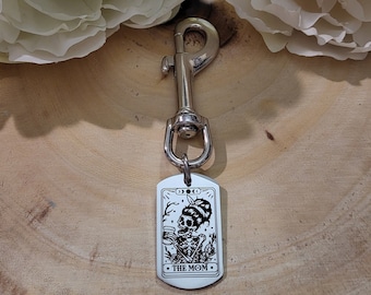 The Mom Tarot Card Stainless Steel Keychain,Witchy Keychain,Occult Gift,Pagan Keychain,Tarot Keychain,Personalized Gift,Occult Keychain