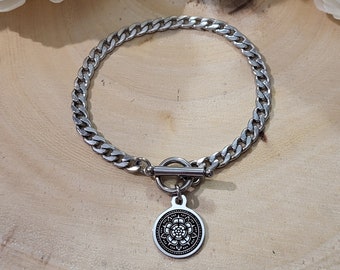 SM Gothic Rose Stainless Steel Toggle Bracelet-Gothic Jewelry,Rose Charm Bracelet,Rose Jewelry,Wtchy Jewelry,Flower Bracelet,Plant Lover