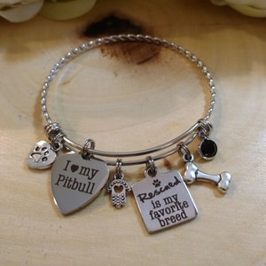 Stainless Steel Enchanted Bangle Charm Bracelet - Rescued is my Favorite Breed Bracelet,Charm Bracelet,Boho Jewley,Personalized Jewelry