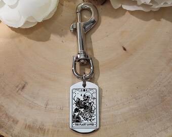 The Plant Lover Tarot Card Stainless Steel Keychain,Witchy Keychain,Occult Gift,Pagan Keychain,Tarot Keychain,Personalized Gift,Witchy Gift