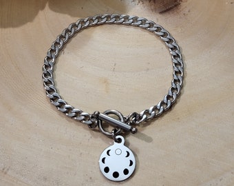 Pulsera SM con fases lunares y cierre de palanca - Joyería de bruja, pulsera de bruja, joyería pagana, pulsera de pentáculo, estilo bohemio de bruja, estética de bruja, hecha a mano