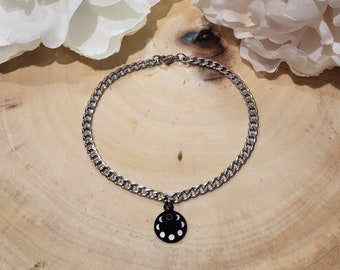 Bracelet de cheville en acier inoxydable Phases de lune - Bijoux de sorcière, Bijoux de sorcière, Bracelet de sorcière, Bijoux occultes, Cadeaux personnalisés pour elle, Bijoux de lune