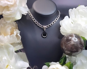 Witchy Moon Phases Stainless Steel Choker Charm Necklace-Occult Jewelry,Pagan Necklace,Moon Necklace,Moon Jewlery,Celestial Necklace,Gift