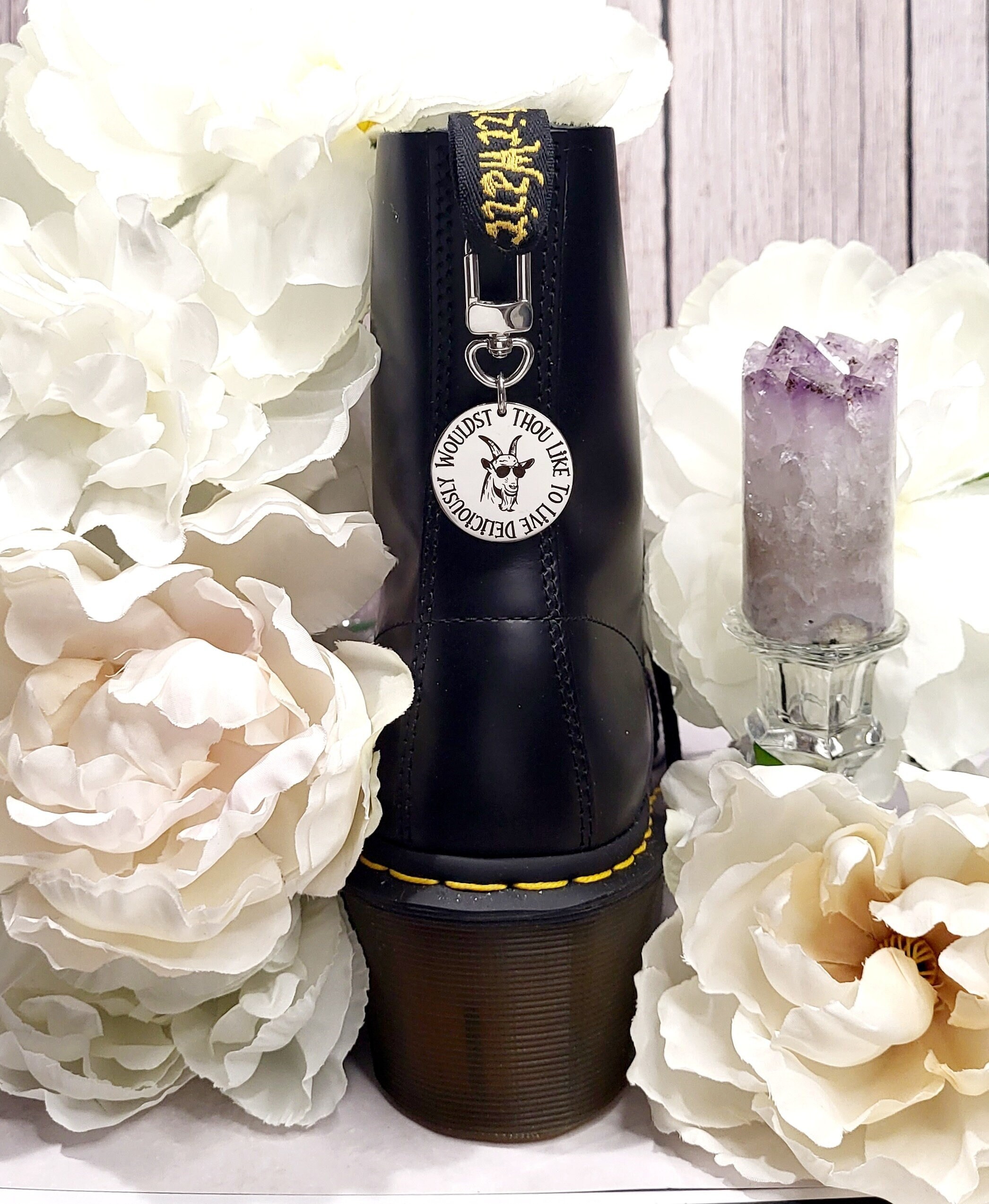 Live Deliciously Boot Charm-Black Phillip Charm-Shoe Accessories,Boot Jewelry,Gothic Boot Charm,Boot Charm,Boot Accessory,Witchy Boot Charm