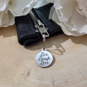 Live Love Laugh Zipper Charm-Zipper Pull-Zipper Jewelry-Zipper Tag-Boho Charm-Boho Accessories-Gifts for Her-Spiritual-Inspirational Gift