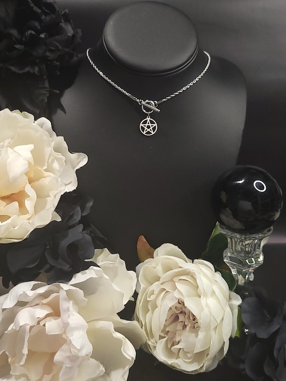 Pentagram Witchy Stainless Steel Toggle Necklace-Pentacle Jewelry,Witchy Necklace,Witchy Jewelry,Occult Necklace,Witchy Gift,Pentagram Gift