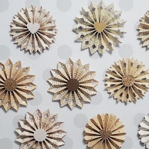 Vintage Themed Paper Rosettes | Neutral Paper Fans | Neutral Paper Pinwheels | Neutral Rosette Set | Neutral Set | Brown Flowers | Flowers