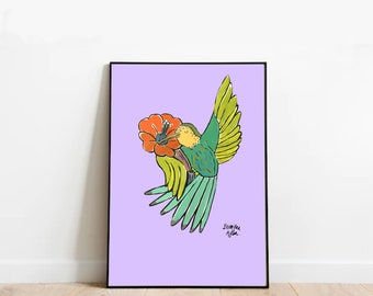 Digital Hummingbird illustration to Download and Print it as you wish :)