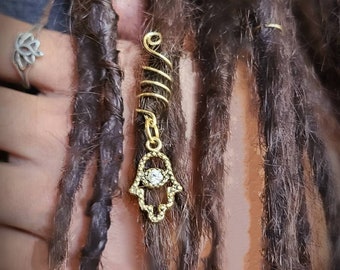Hair Sprials w/hamsa charms & Swarovski crystals