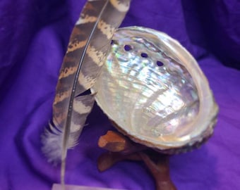 Abalone Shell w/Stand and feather